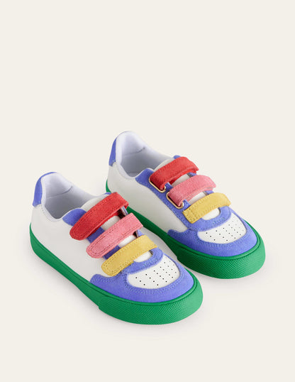 Baskets basses en cuir-Colourblock ivoire-2