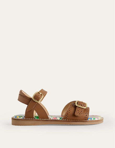 Ledersandalen mit Schnalle-Hellbraun