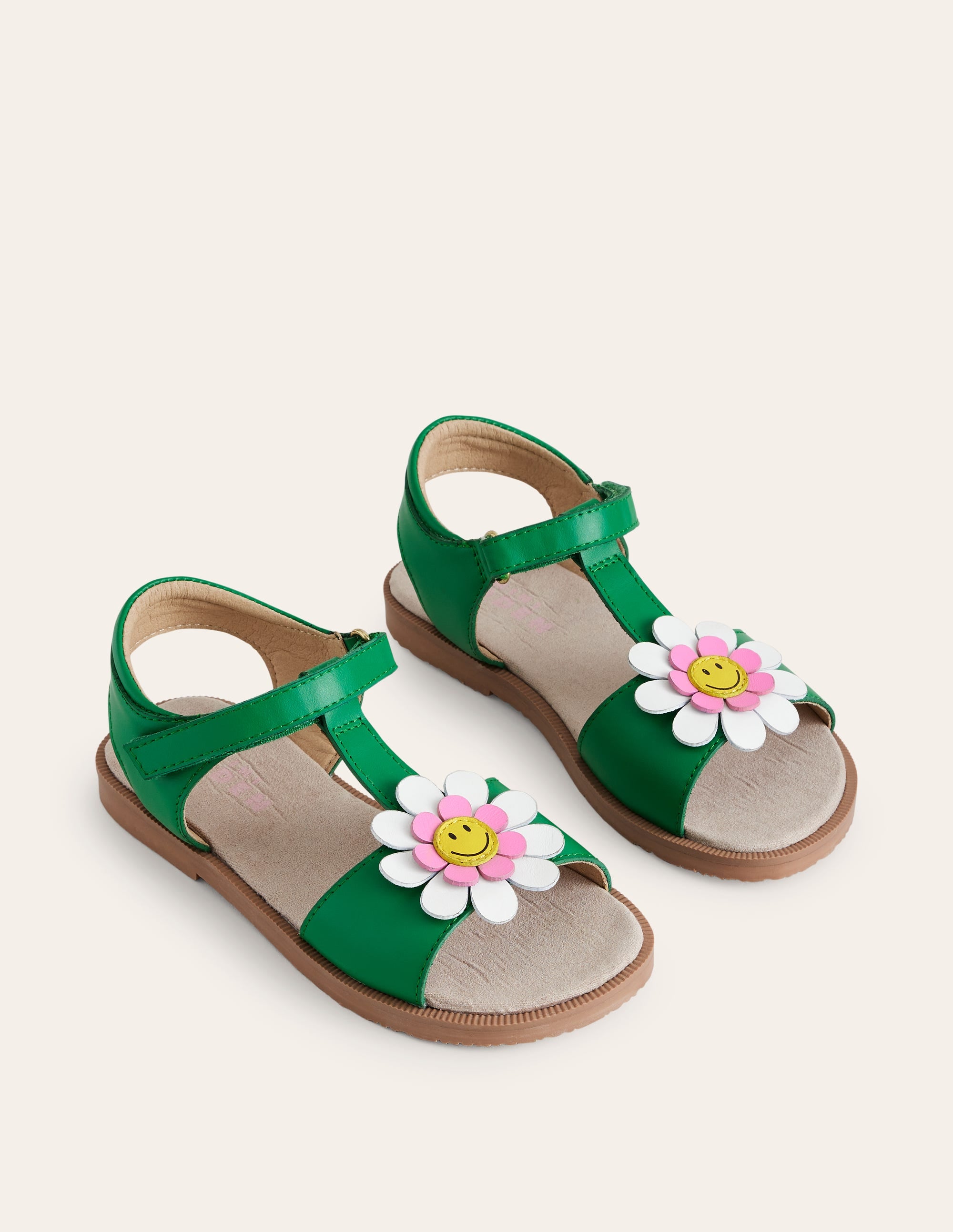 Sandales fun en cuir-Fleur smiley vert - Image 2