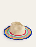 Chapeau de paille-Bord rayé multi