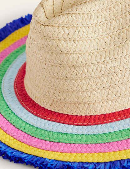 Straw Hat-Multi Stripe Brim