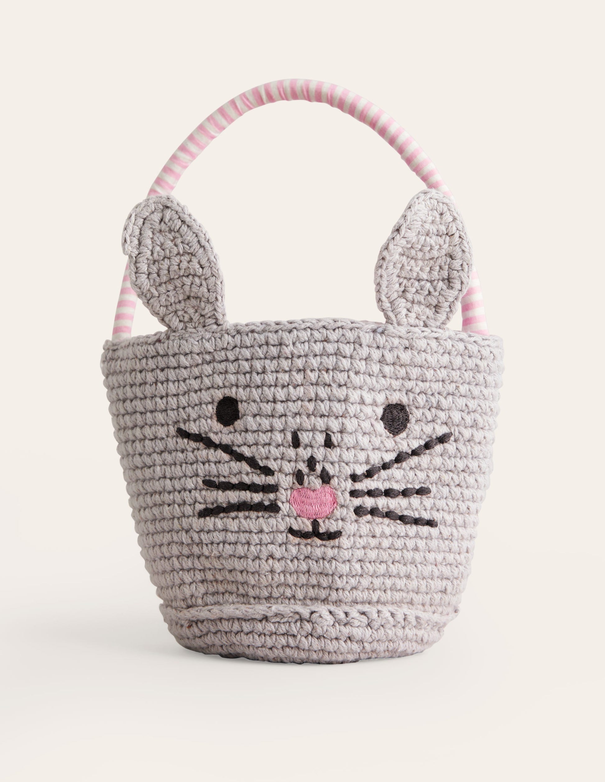 Gehäkelter Häschenkorb-Grau Hase-1