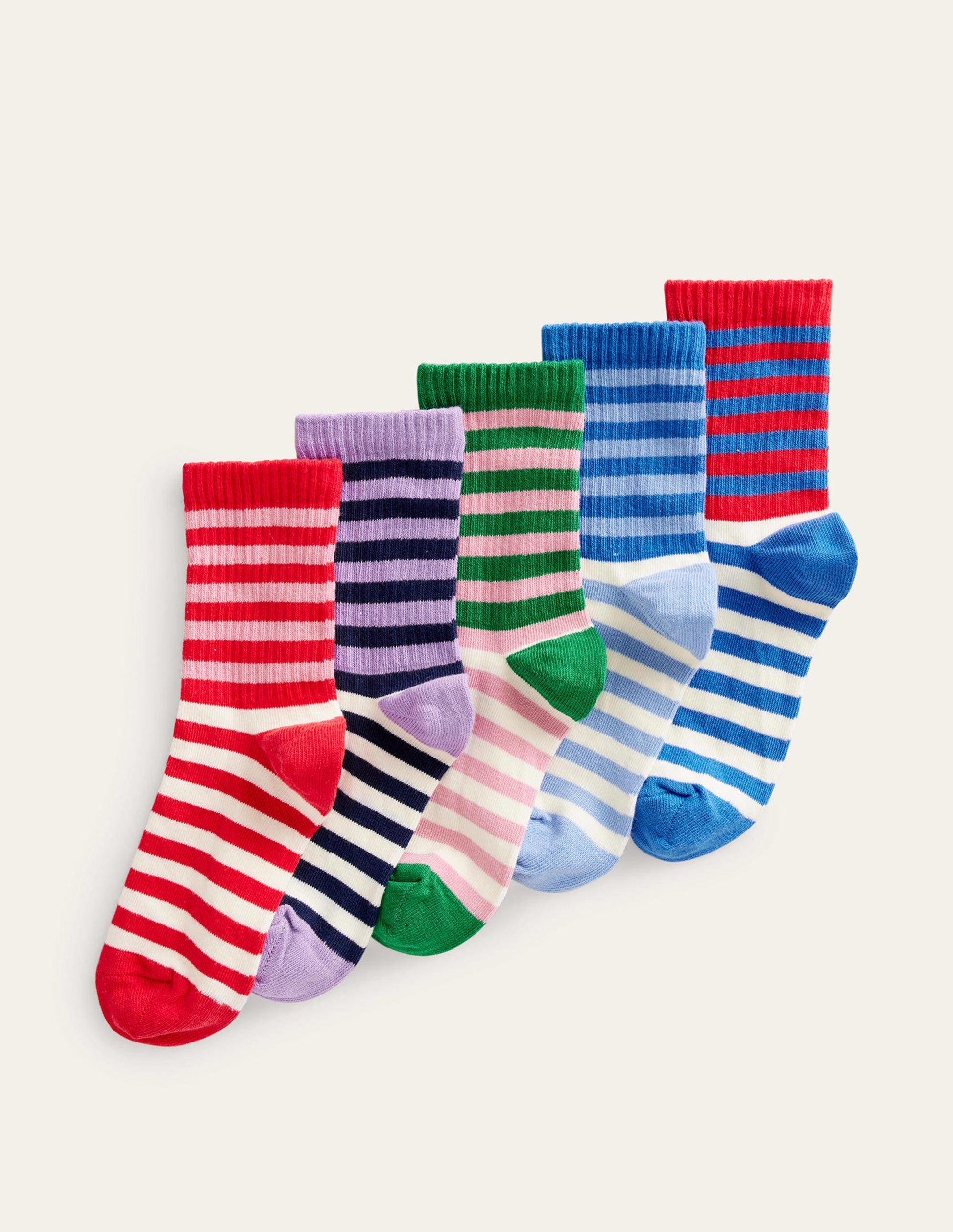 Gerippte Socken im 5er-Pack-Bunt Gestreift-1
