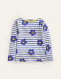 Lustiges Bretonshirt-Blau Blume