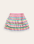 Jersey-Skort mit Rüschen-Bunt, Gestreift