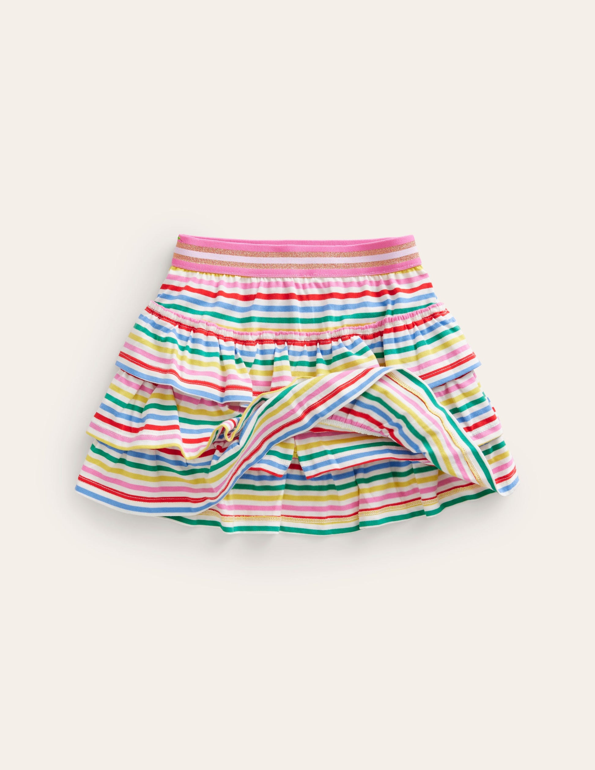 Jersey-Skort mit Rüschen-Bunt, Gestreift-4