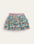 Jupe-short volantée en jersey-Lit de fleurs multi