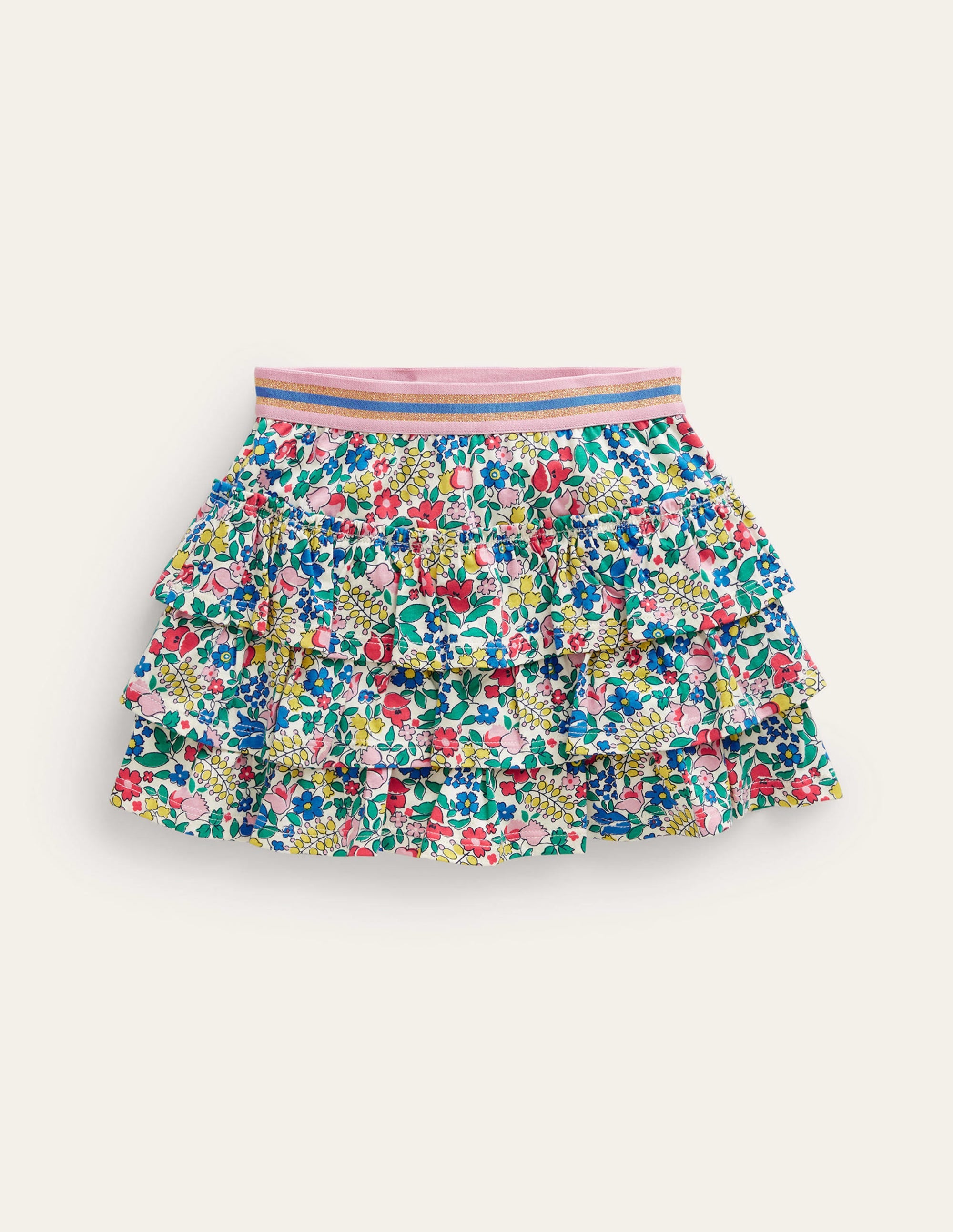 Jupe-short volantée en jersey-Lit de fleurs multi - Image 1
