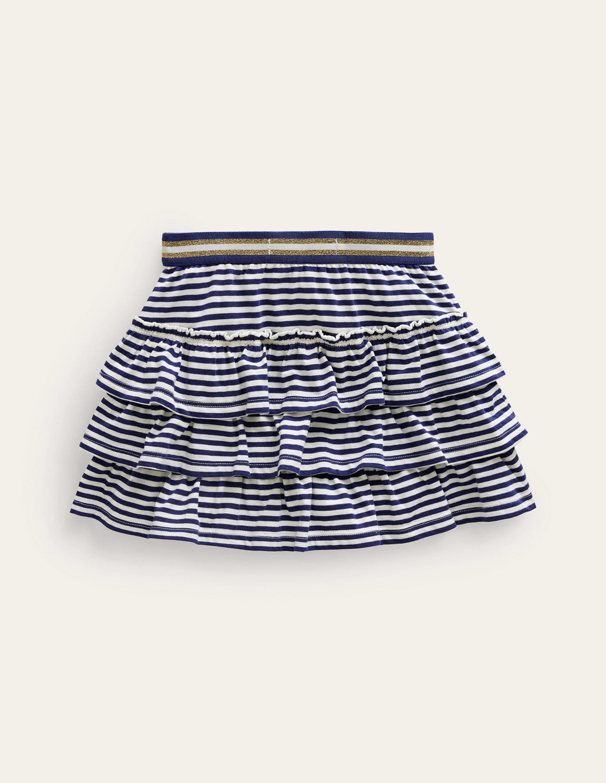 Jupe-short volantée en jersey-Schuluniform-Marineblau/Naturweiß - Image 2