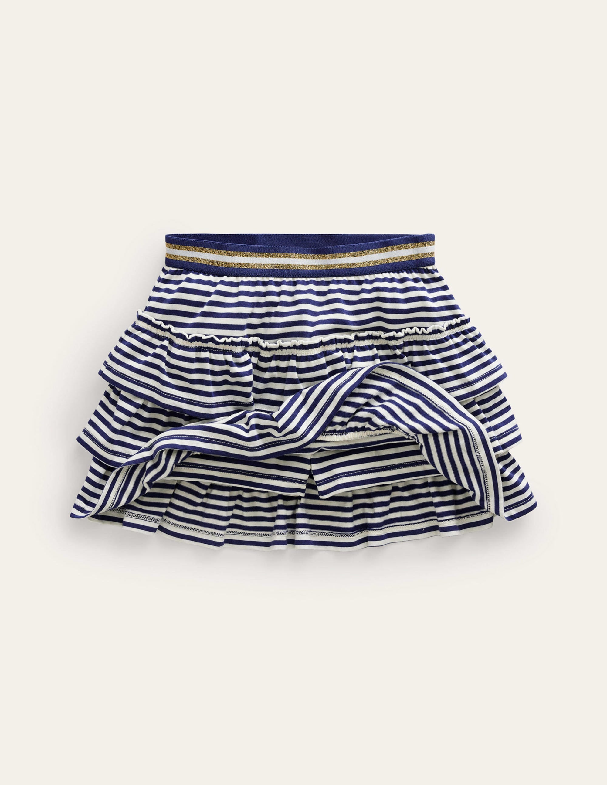 Jupe-short volantée en jersey-Schuluniform-Marineblau/Naturweiß - Image 4