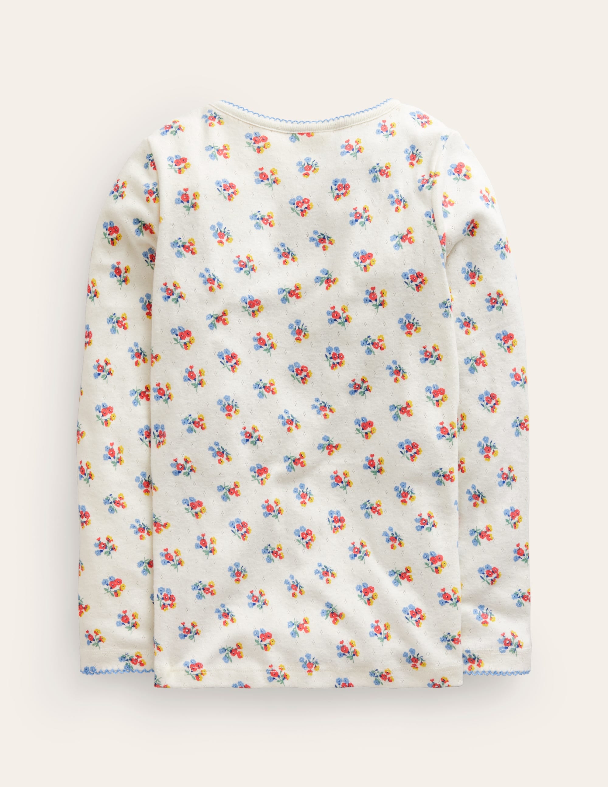T-shirt ultra-doux en pointelle-Motif floral ivoire - Image 2