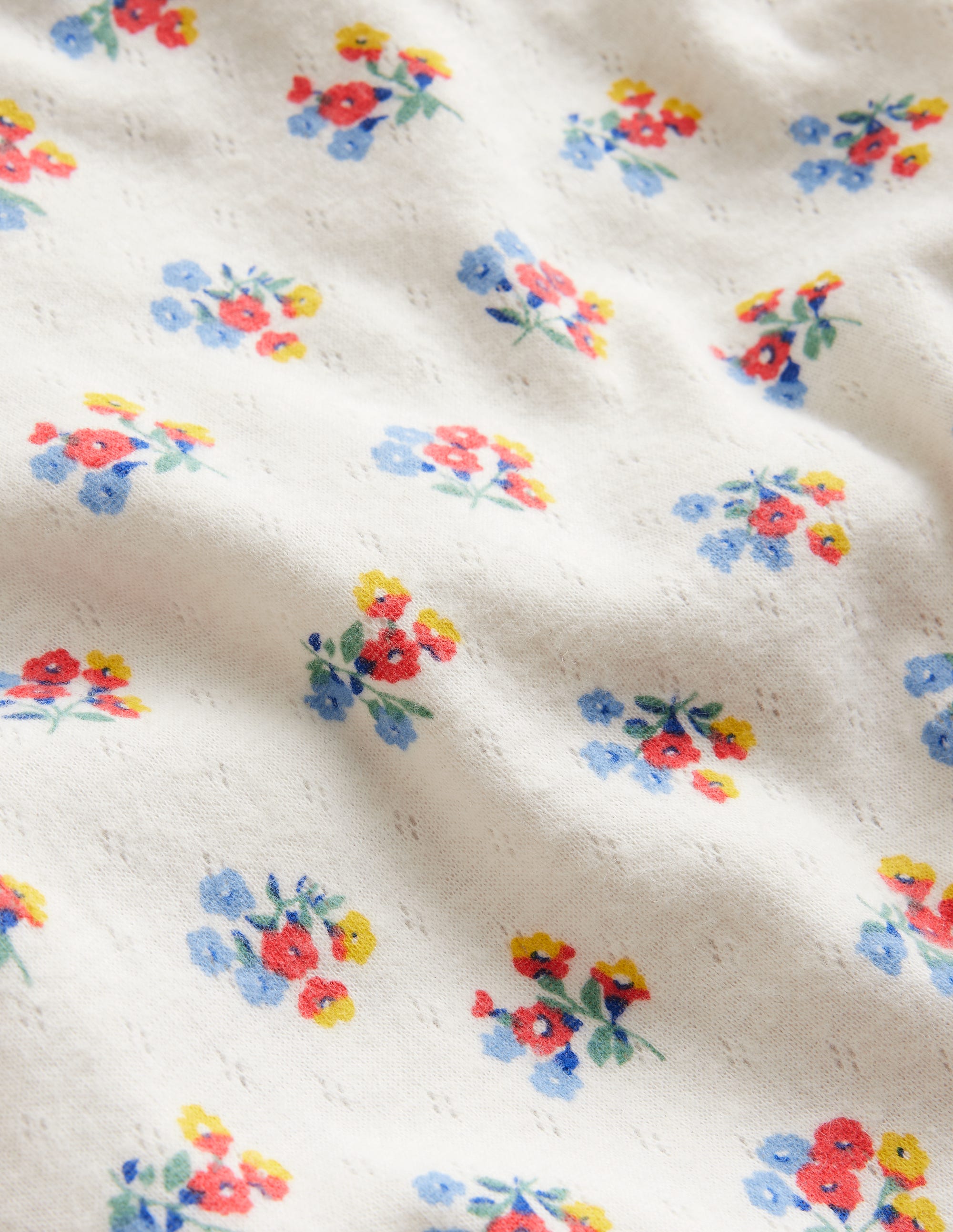 T-shirt ultra-doux en pointelle-Motif floral ivoire - Image 3