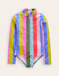 Maillot de bain à manches longues-À Rayures Multicolores