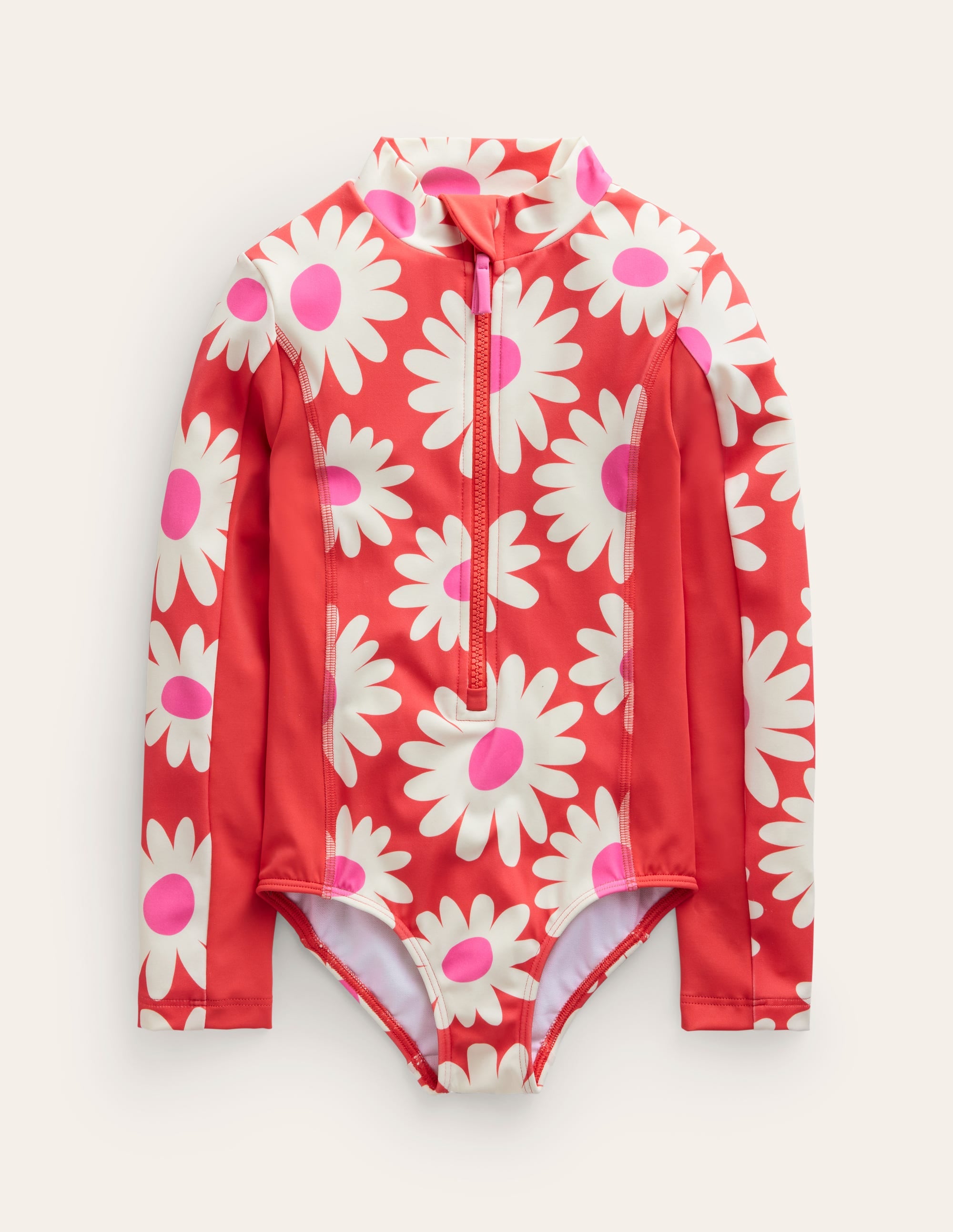 Maillot de bain à manches longues-Pâquerette rouge cayenne - Image 1