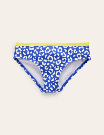 Patterned Bikini Bottoms-Blue Leopard