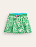 Jupe-short imprimée en jersey-Sirènes vert petit pois