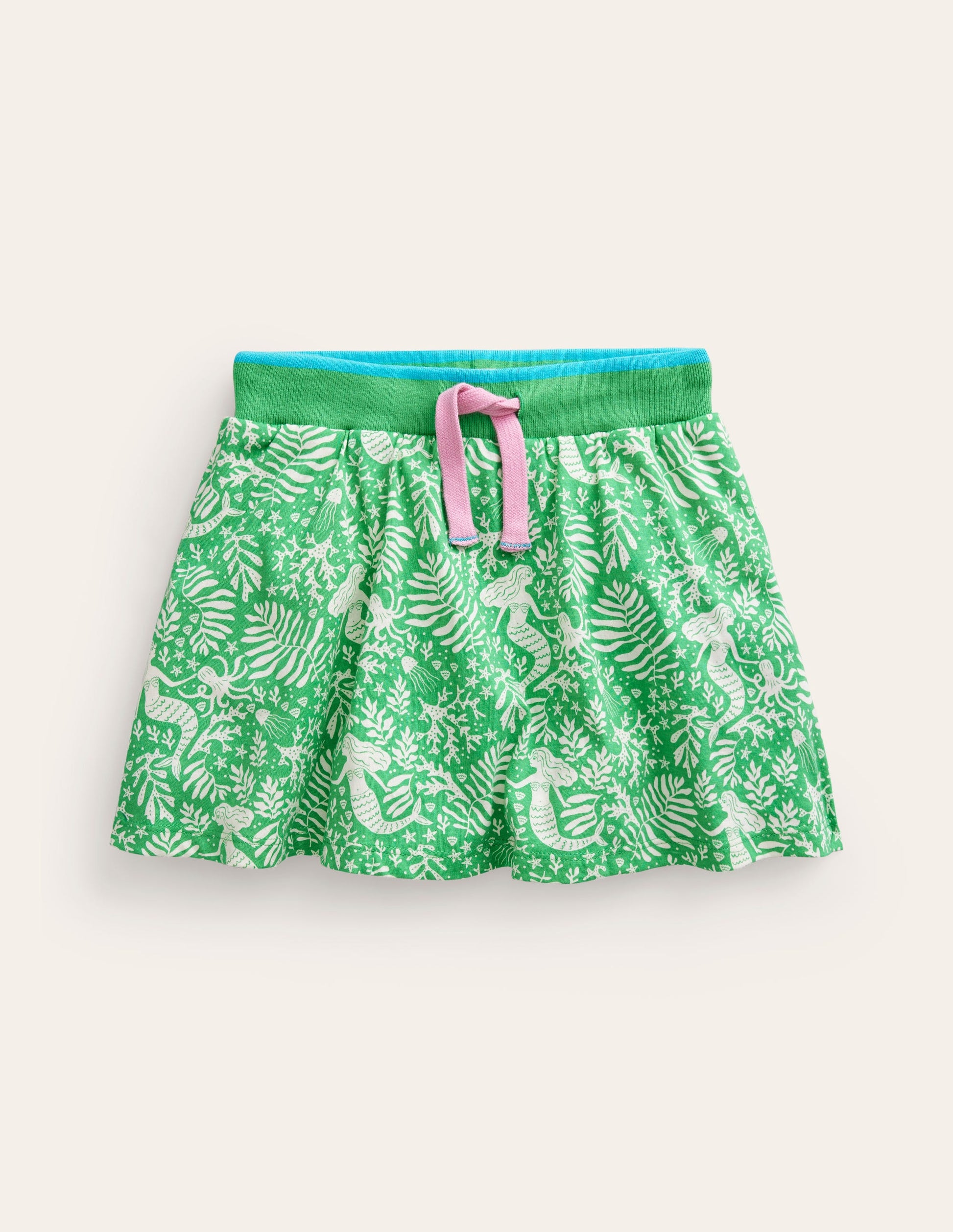 Jupe-short imprimée en jersey-Sirènes vert petit pois-1
