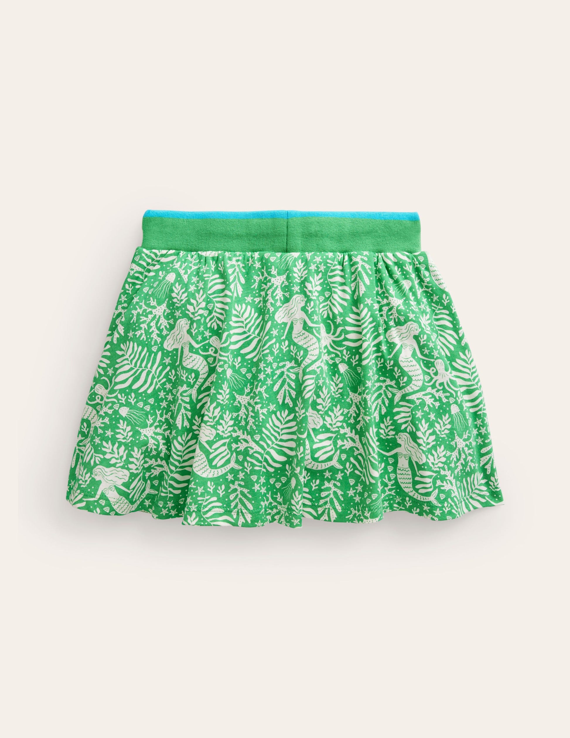 Jupe-short imprimée en jersey-Sirènes vert petit pois-2