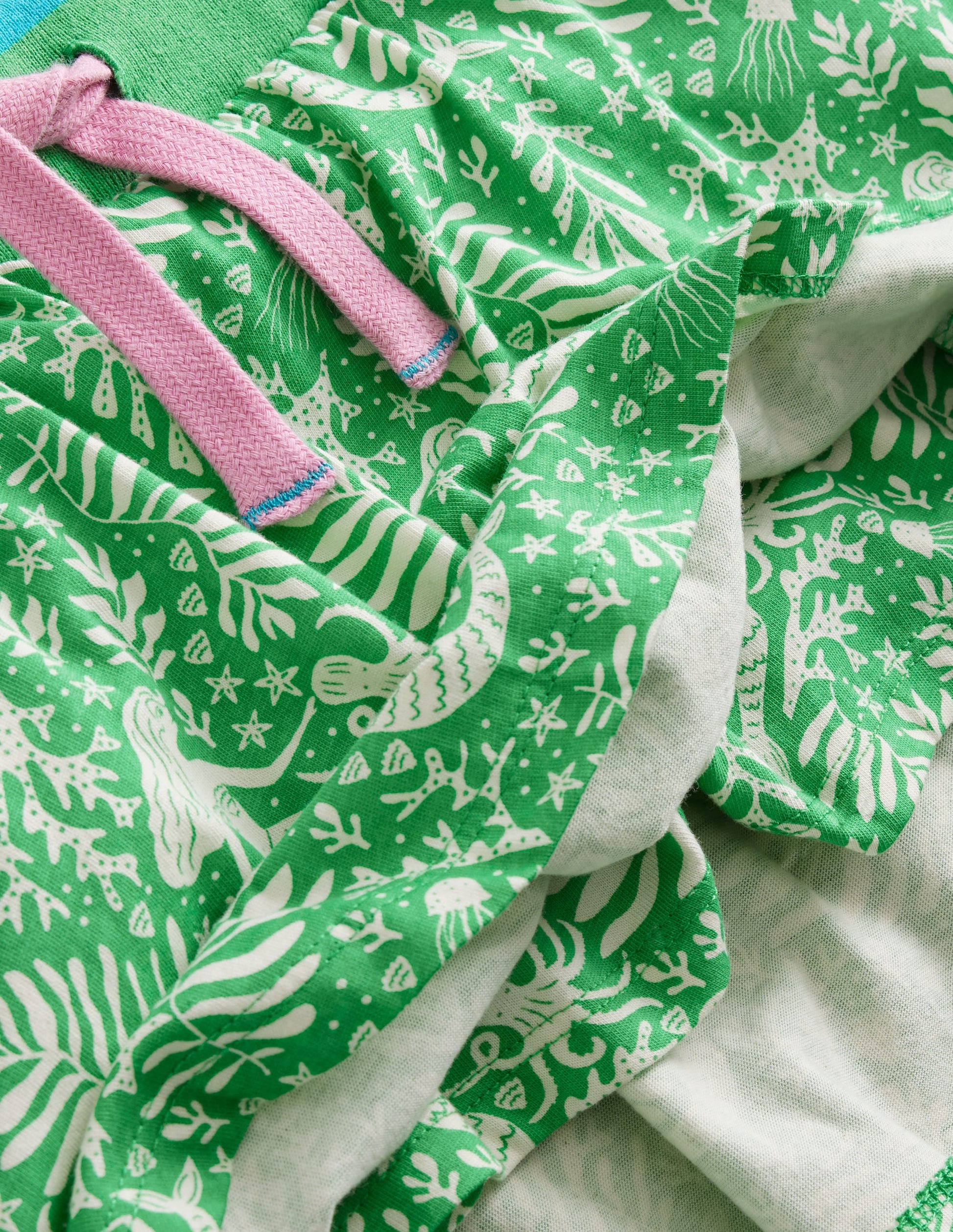 Jupe-short imprimée en jersey-Sirènes vert petit pois-3