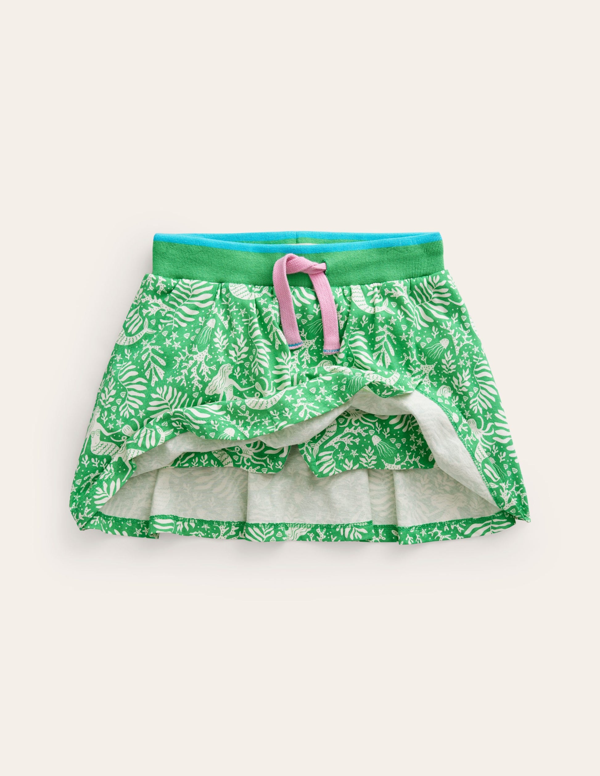 Jupe-short imprimée en jersey-Sirènes vert petit pois-4
