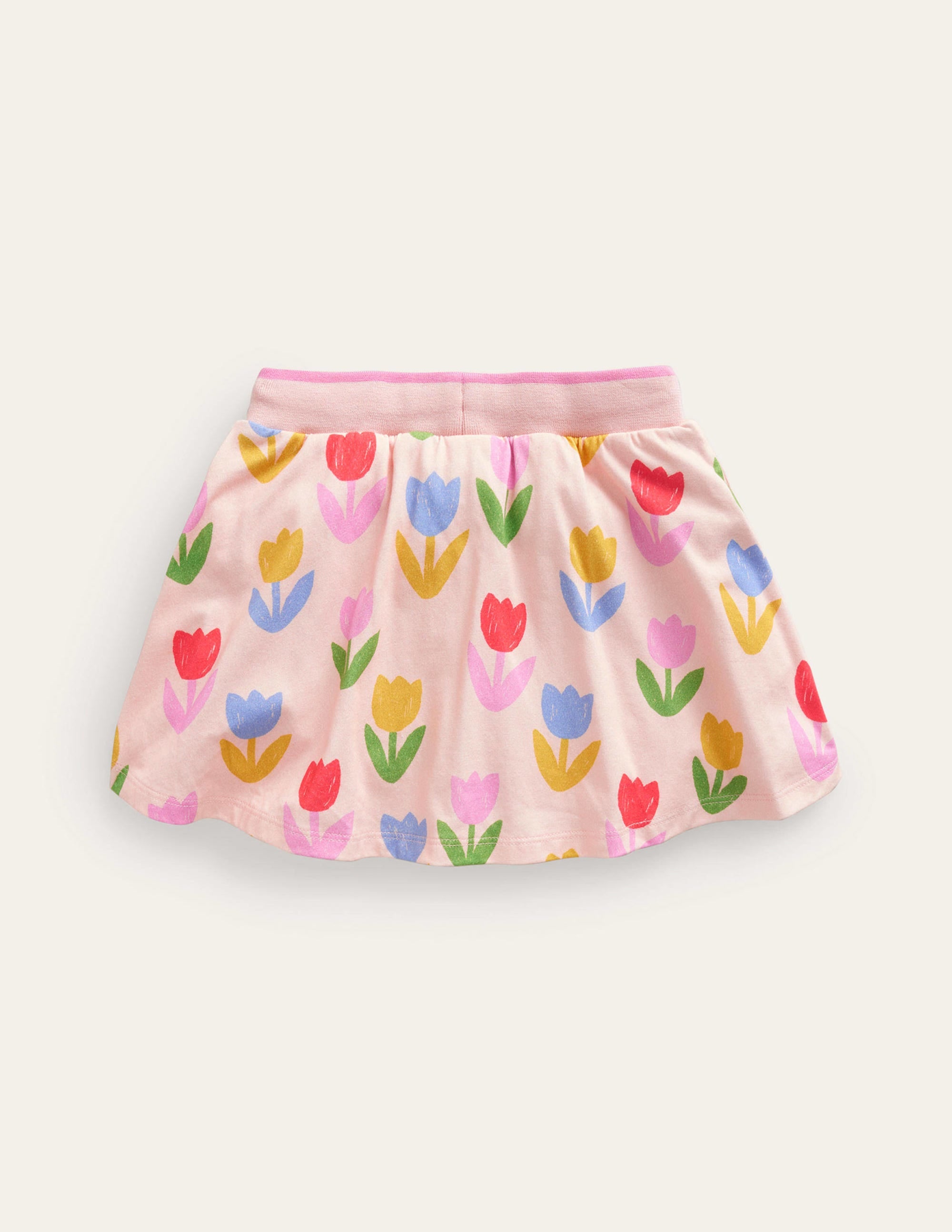 Jupe-short imprimée en jersey-Tulipes rose Provence poudré - Image 2
