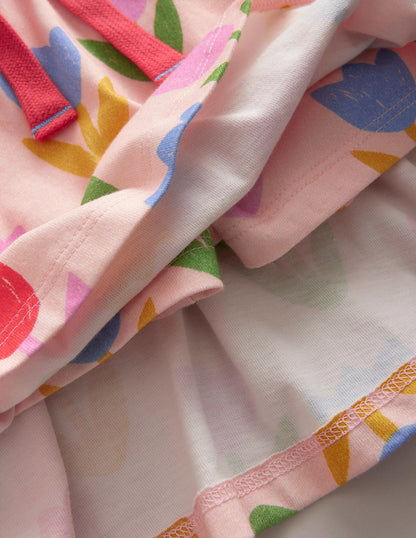 Jupe-short imprimée en jersey-Tulipes rose Provence poudré-3