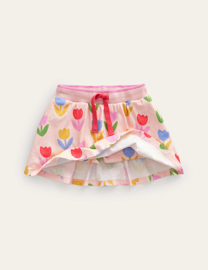Jupe-short imprimée en jersey-Tulipes rose Provence poudré-4