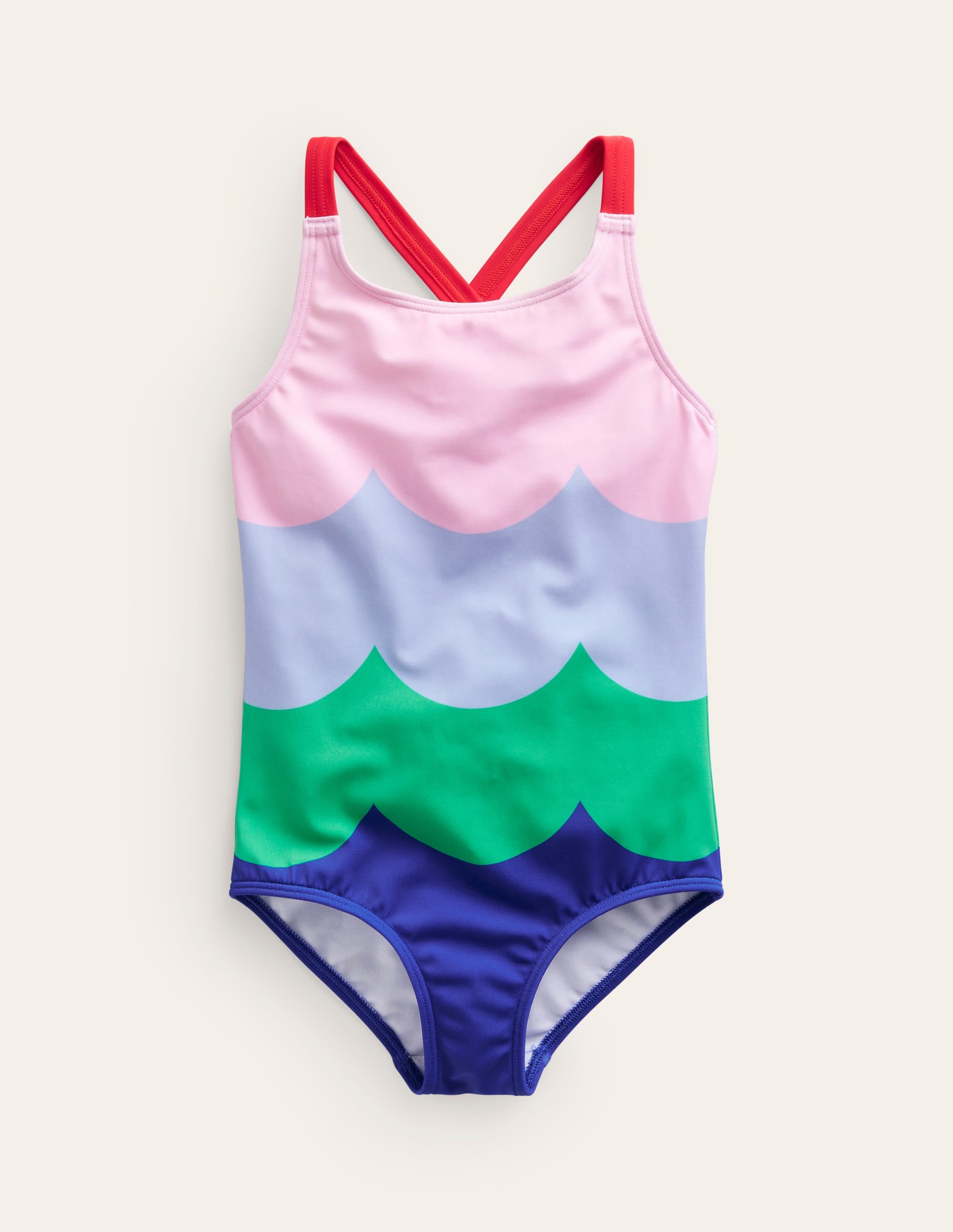 Maillot de bain imprimé croisé dans le dos-Bunt Wellen Streifen - Image 1