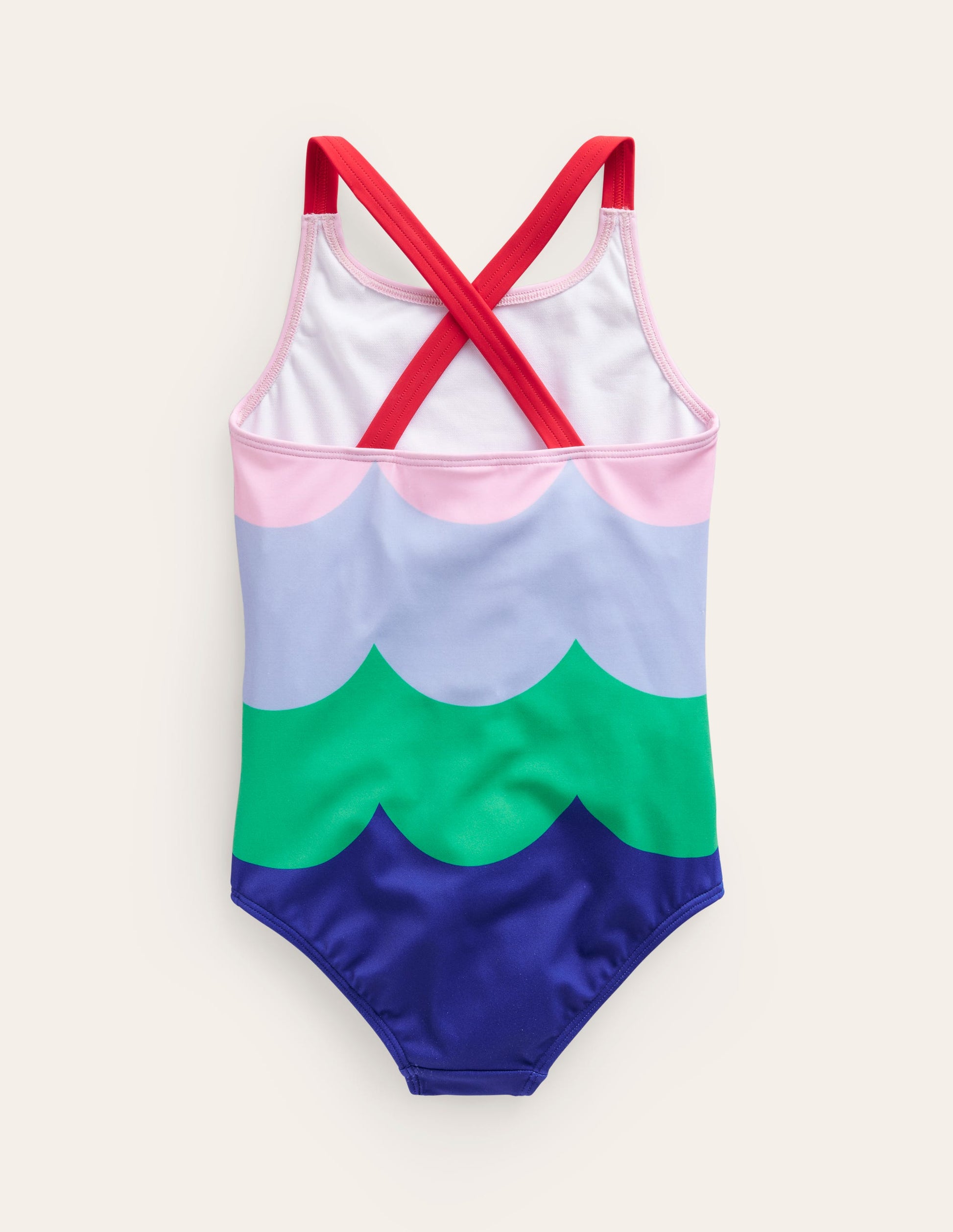 Maillot de bain imprimé croisé dans le dos-Bunt Wellen Streifen-3