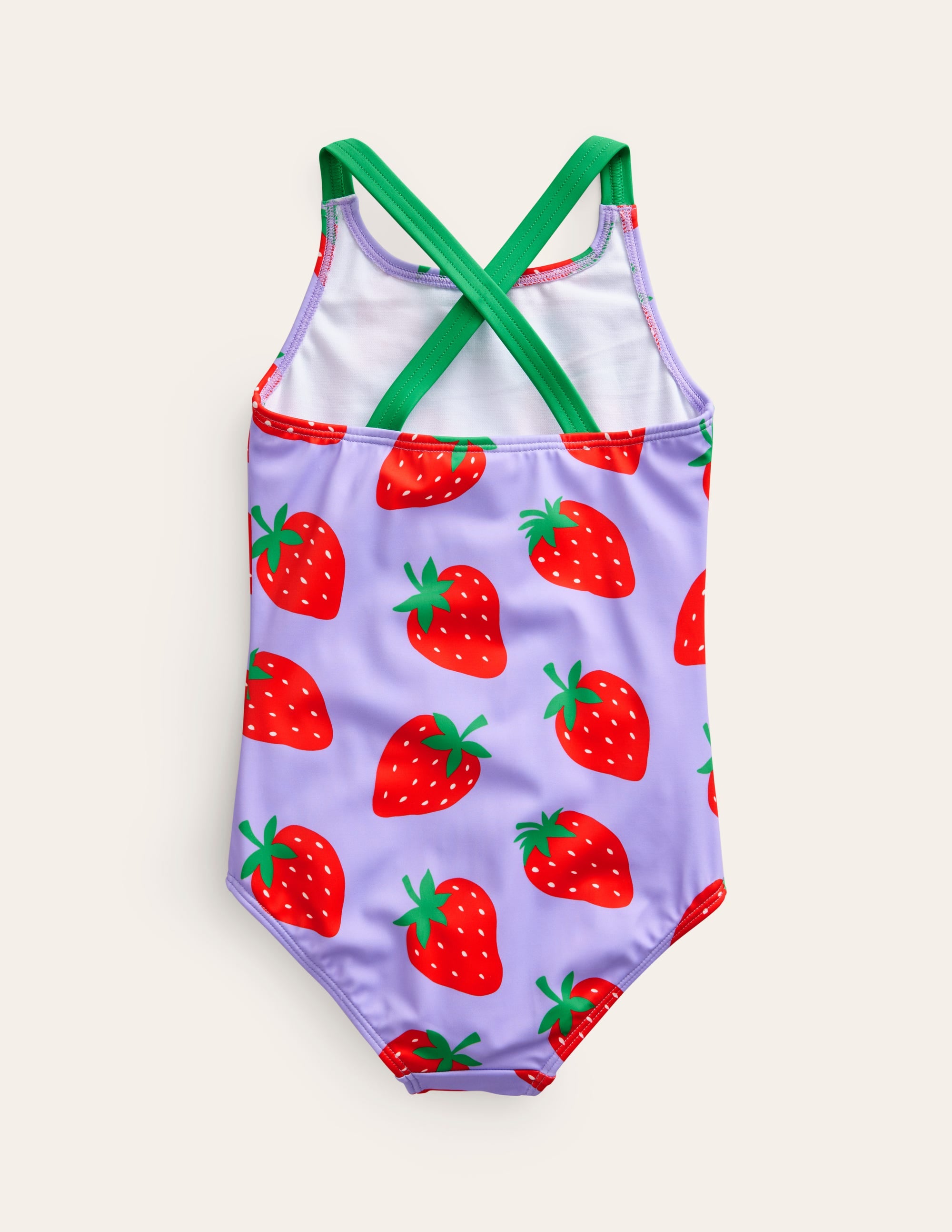 Maillot de bain imprimé croisé dans le dos-Fraises tulipe violette - Image 2