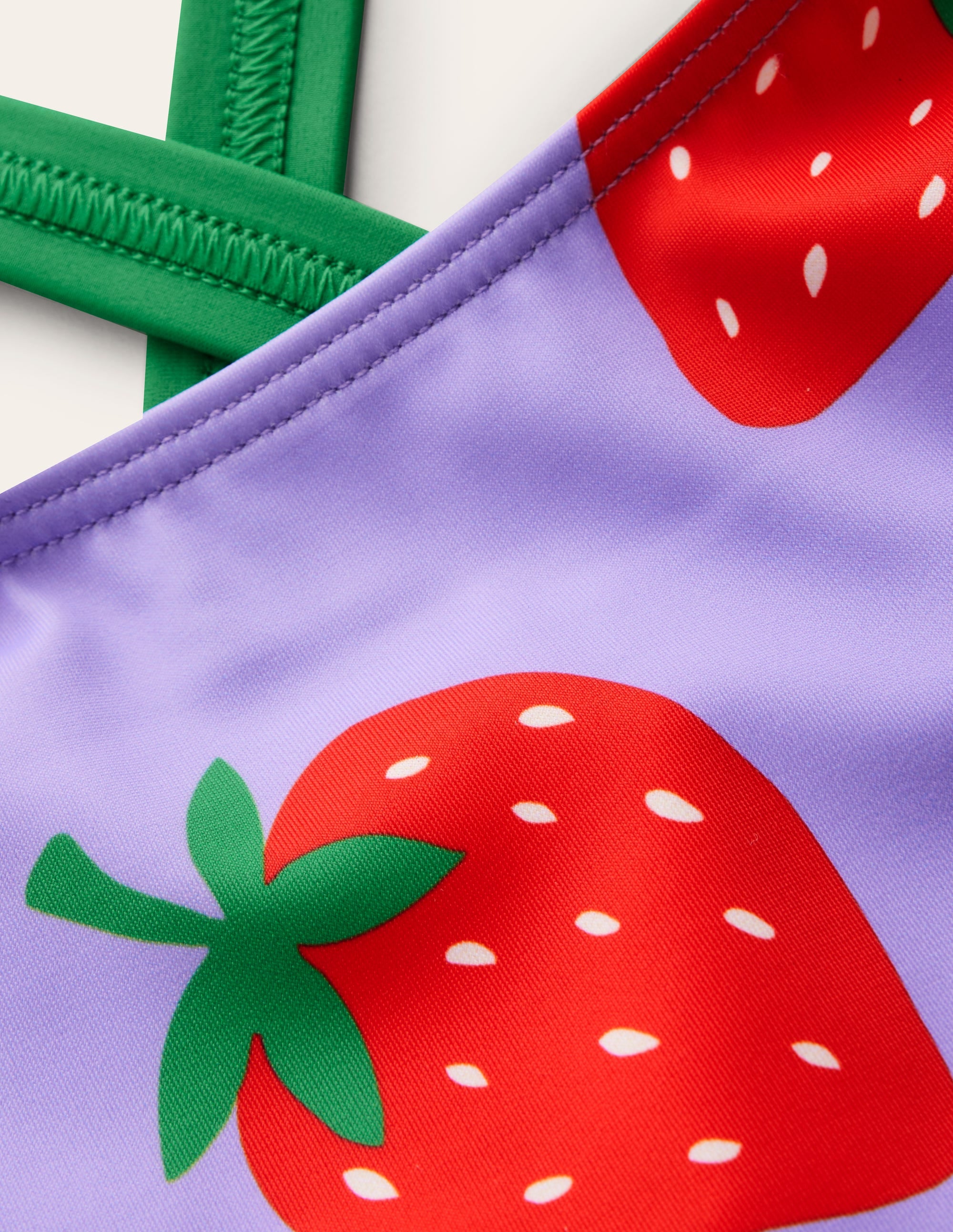 Maillot de bain imprimé croisé dans le dos-Fraises tulipe violette - Image 3