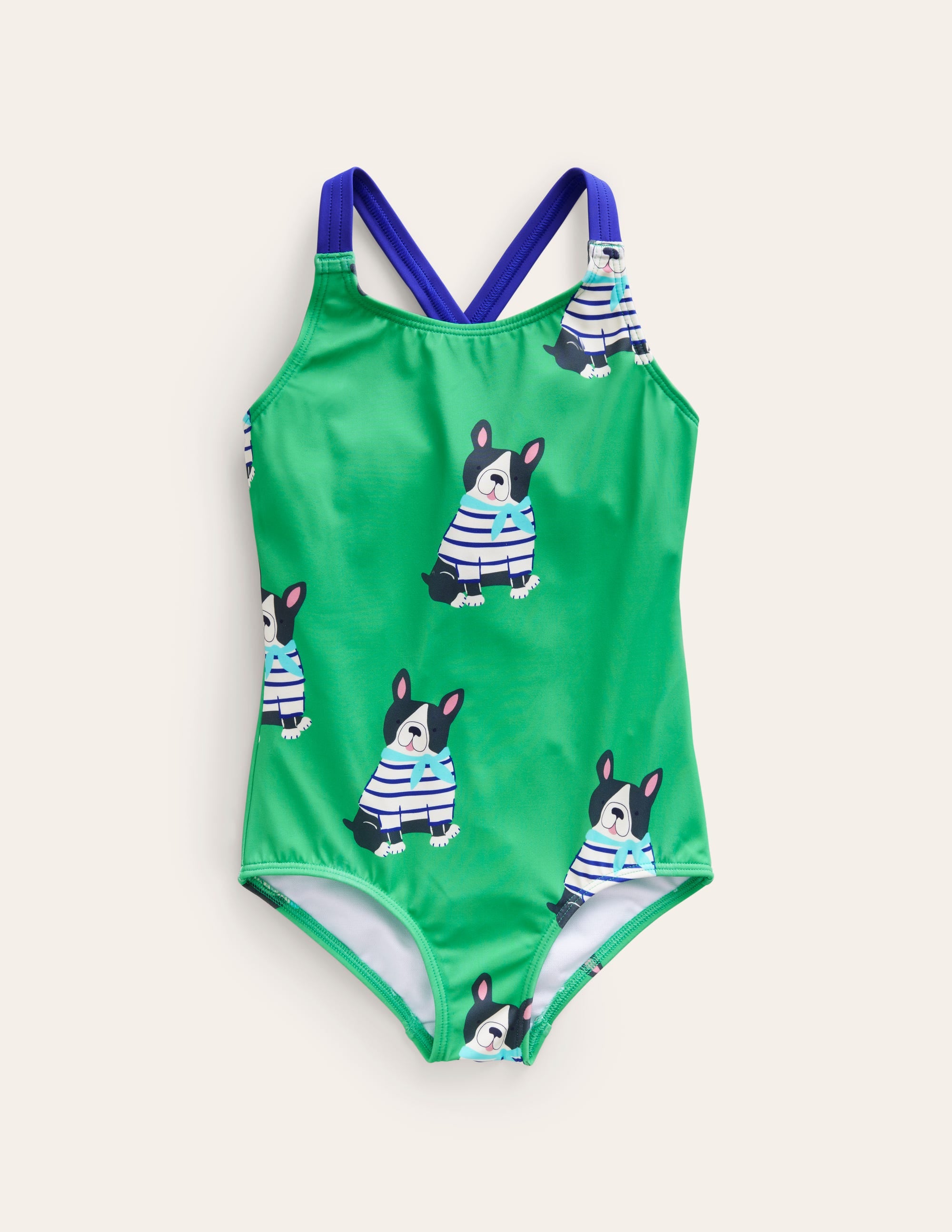 Maillot de bain imprimé croisé dans le dos-Chiens vert Ming - Image 1