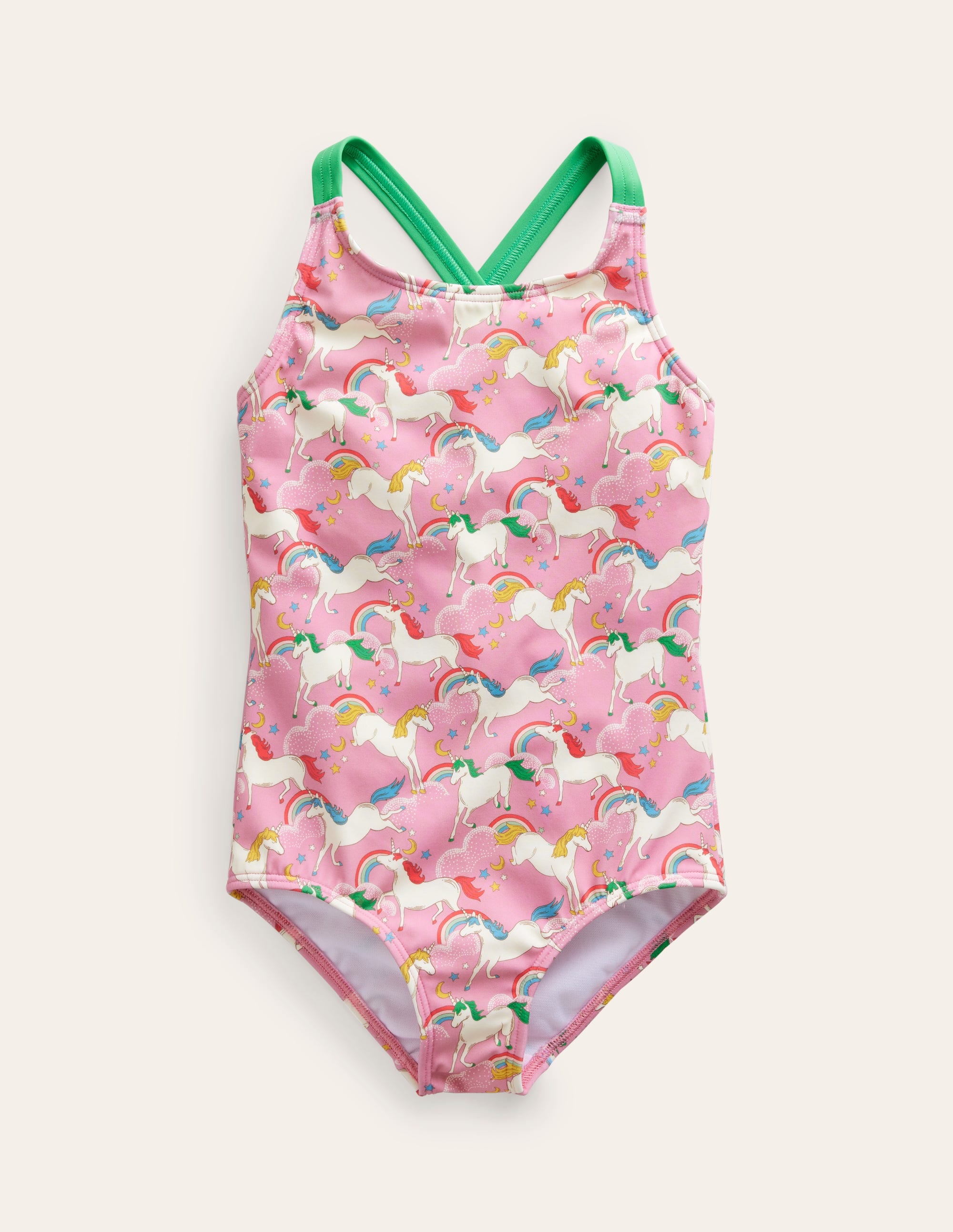 Maillot de bain imprimé croisé dans le dos-Kirschblütenrosa Einhörner - Image 1