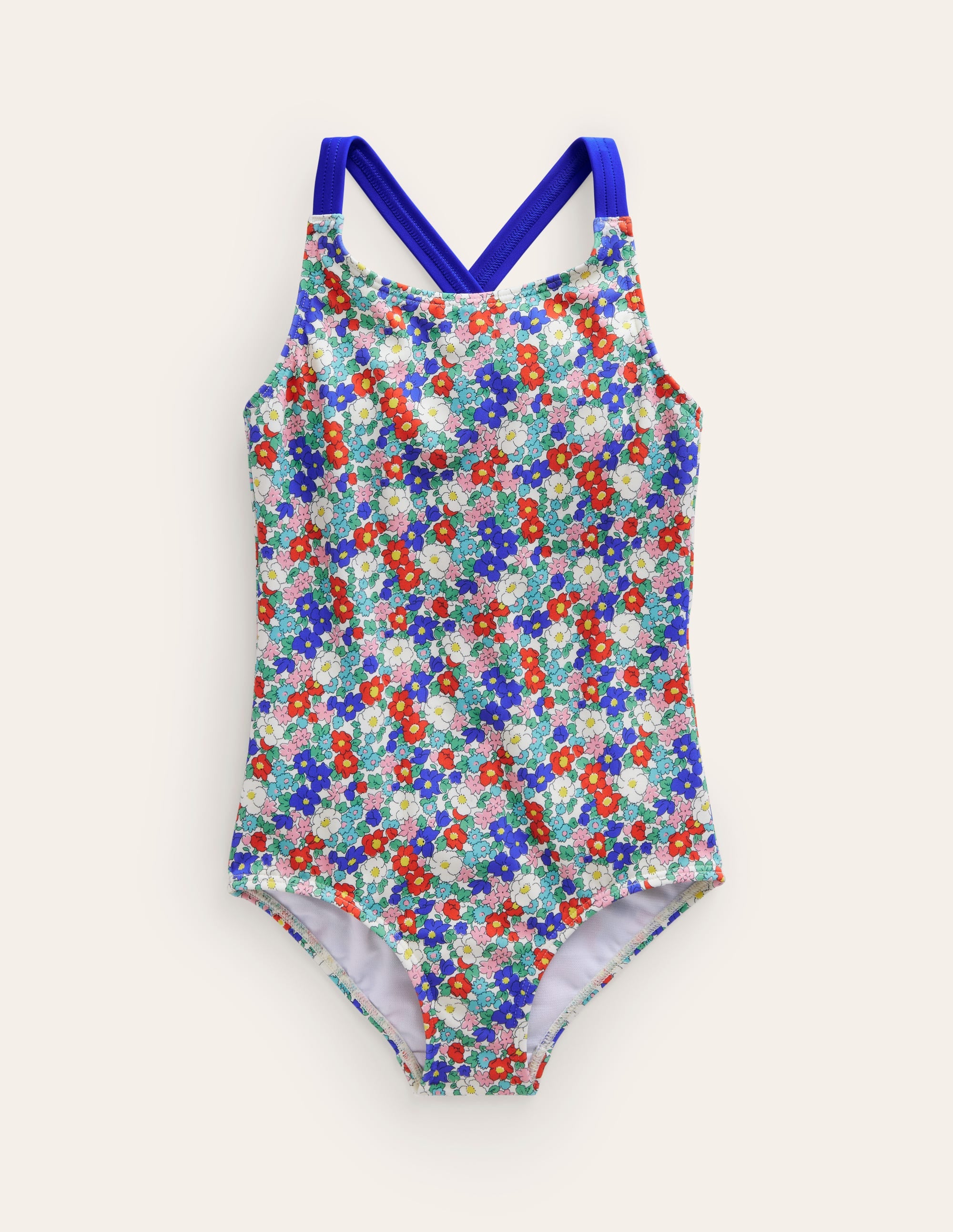 Maillot de bain imprimé croisé dans le dos-Motif floral nautique - Image 1