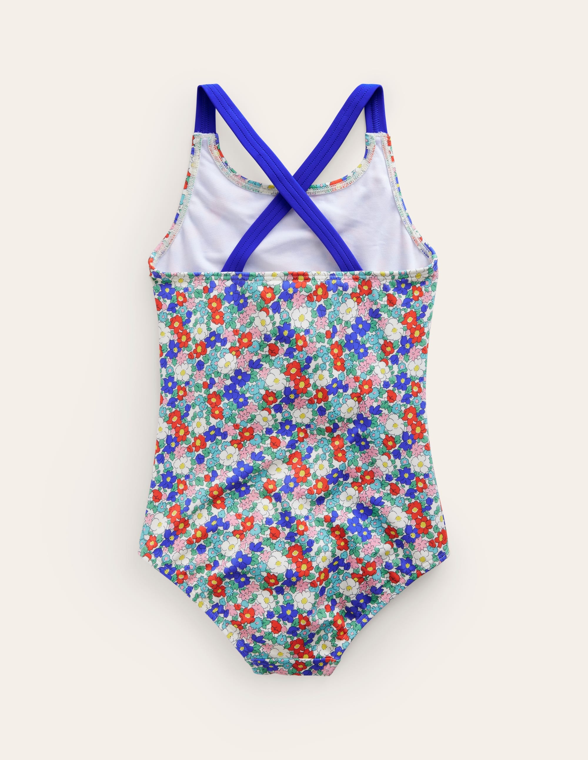 Maillot de bain imprimé croisé dans le dos-Motif floral nautique - Image 2
