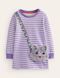 Tunika mit applizierter Tasche-Parmaviolett/Naturweiß
