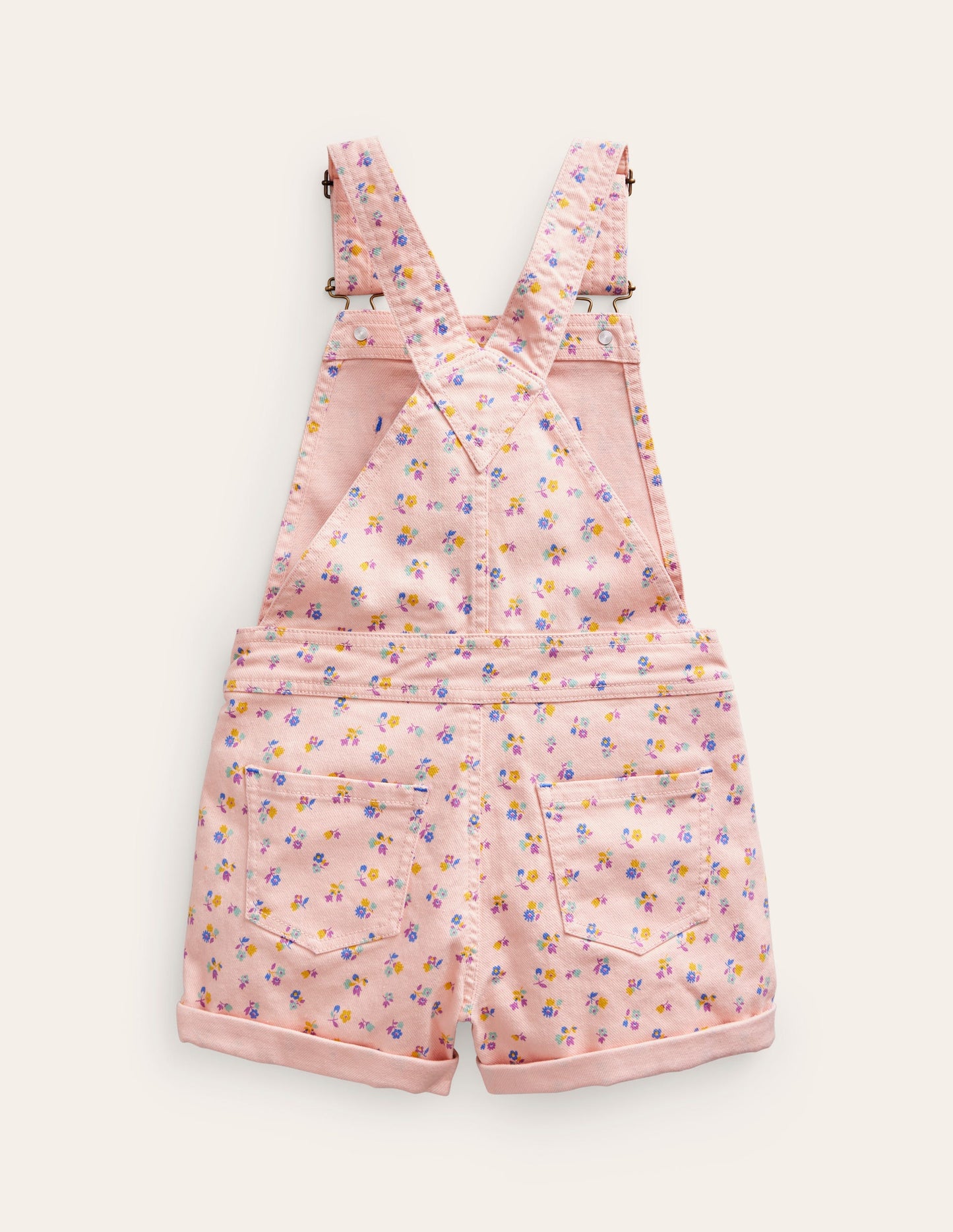 Heart Pocket Short Dungarees-Provence Dusty Pink Sprig