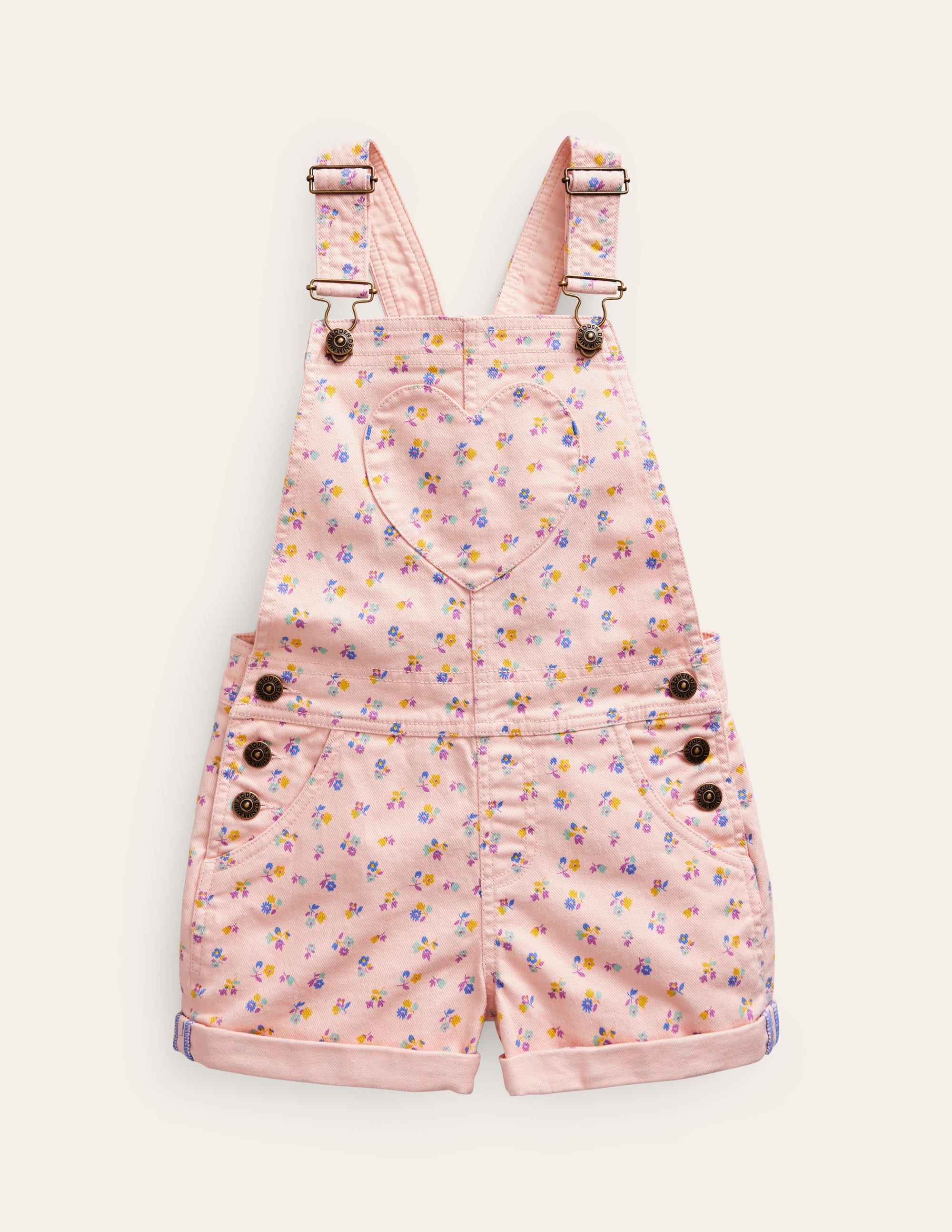 Kurze Latzhose mit Herztaschen-Provence Altrosa Frühling - Image 1