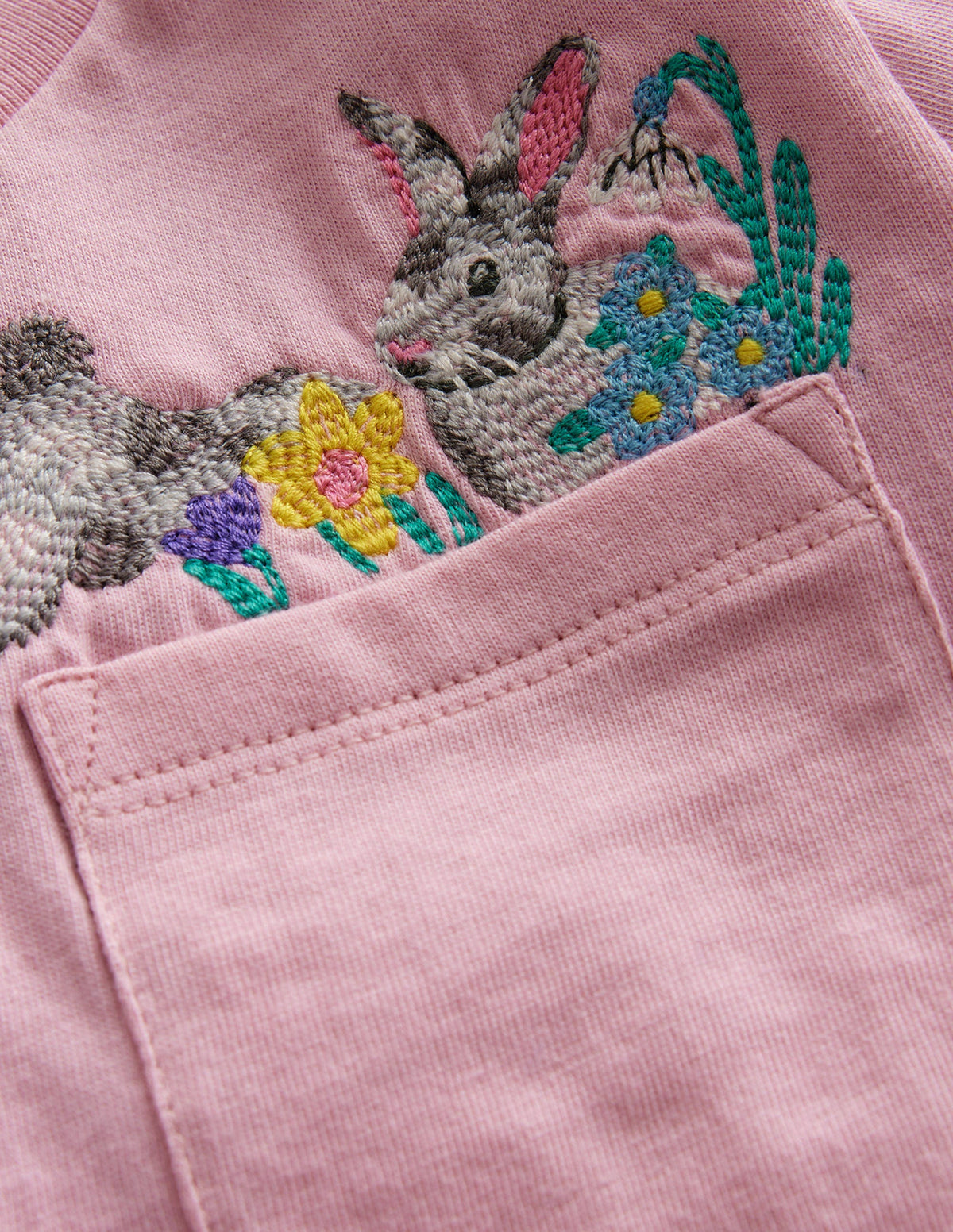 T-Shirt mit Eingrifftasche-Zuckererbse Rosa - Image 3