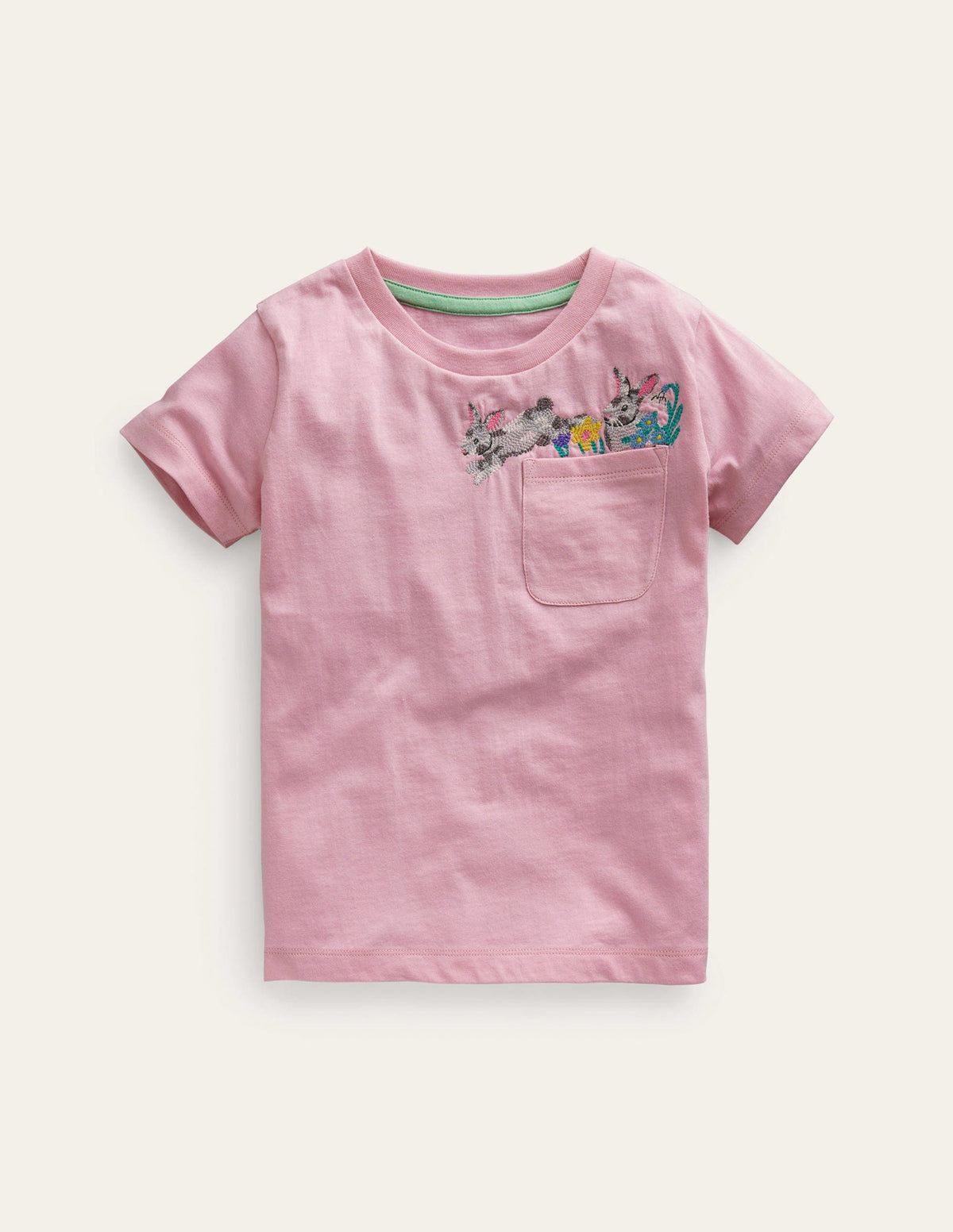 T-Shirt mit Eingrifftasche-Zuckererbse Rosa - Image 1
