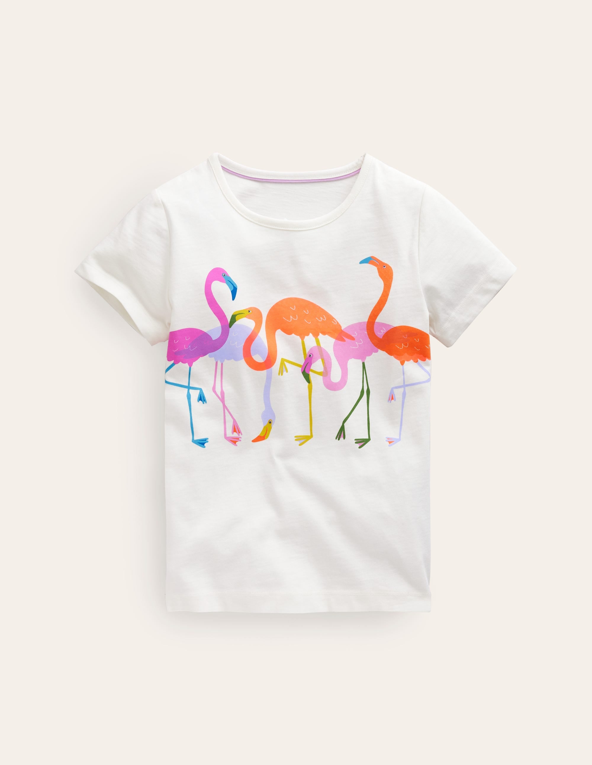 Oberteil mit grafischem Druck-Naturweiß Flamingos - Image 3