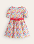 Robe vintage en coton et lin-Motif Floral Wave multi