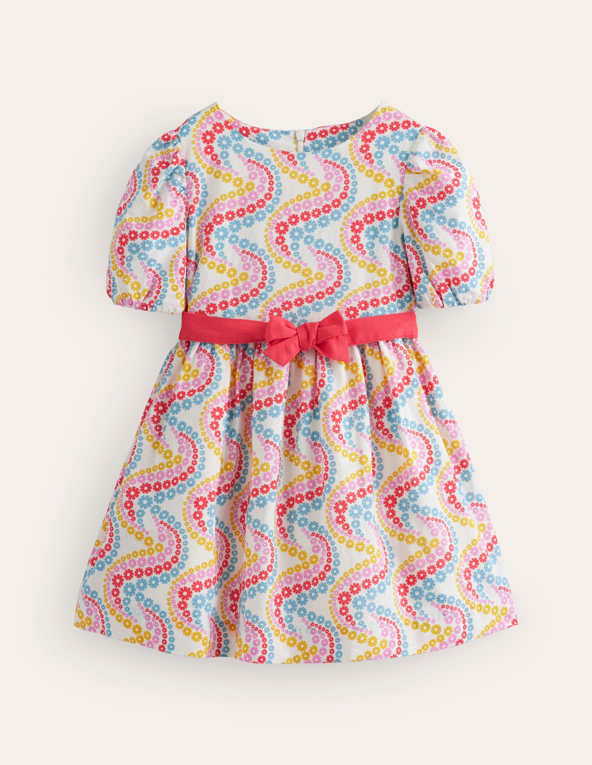 Robe vintage en coton et lin-Motif Floral Wave multi - Image 1