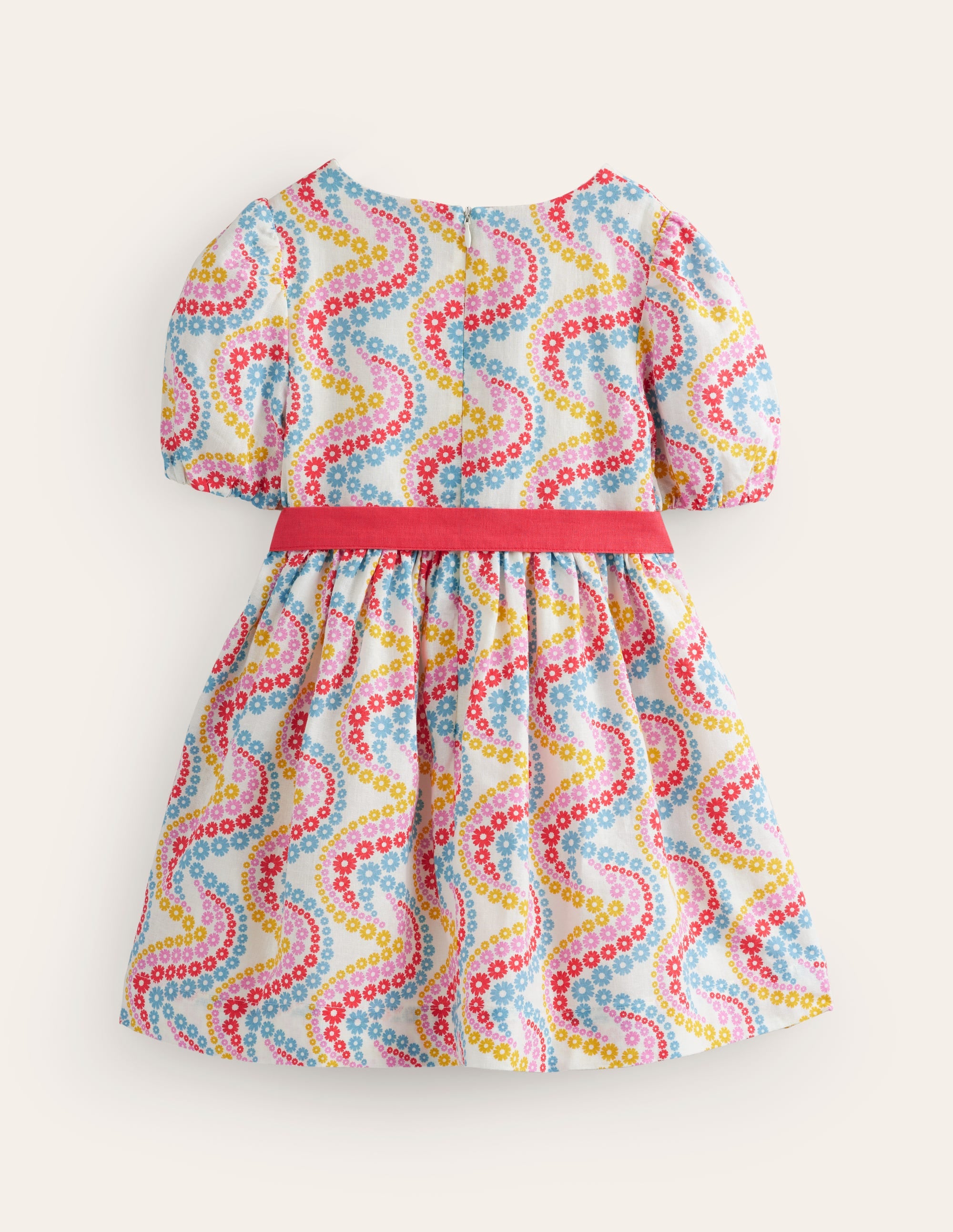 Robe vintage en coton et lin-Motif Floral Wave multi - Image 2