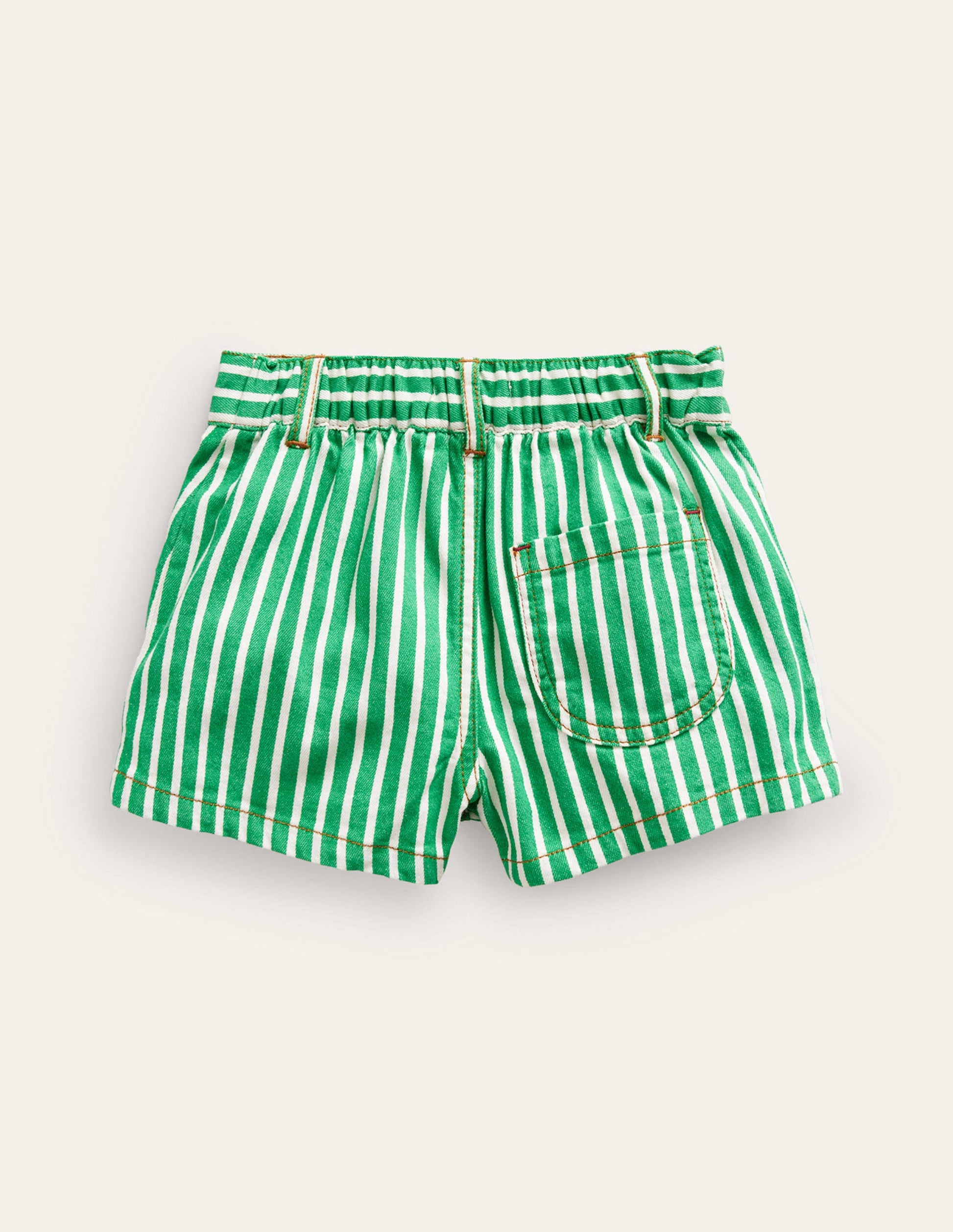 Patch Pocket Shorts-Green / Ivory Stripe Tulip-2