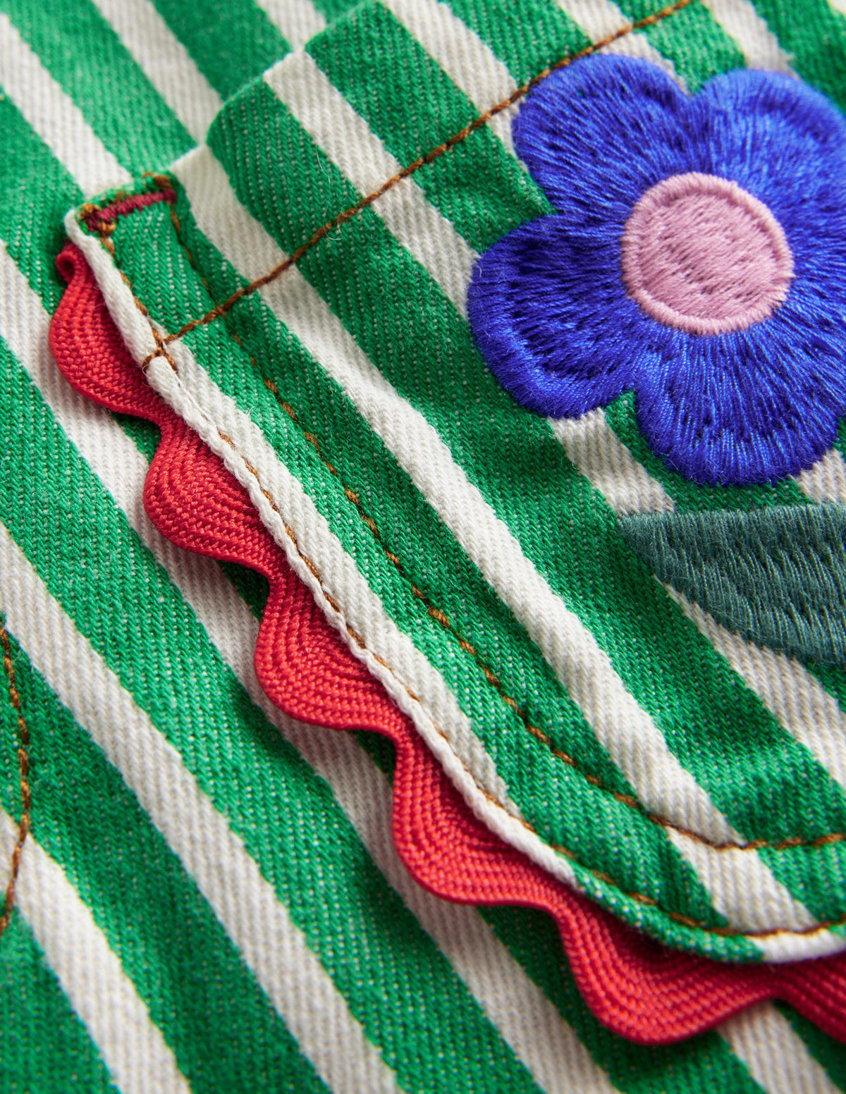 Patch Pocket Shorts-Green / Ivory Stripe Tulip - Image 3