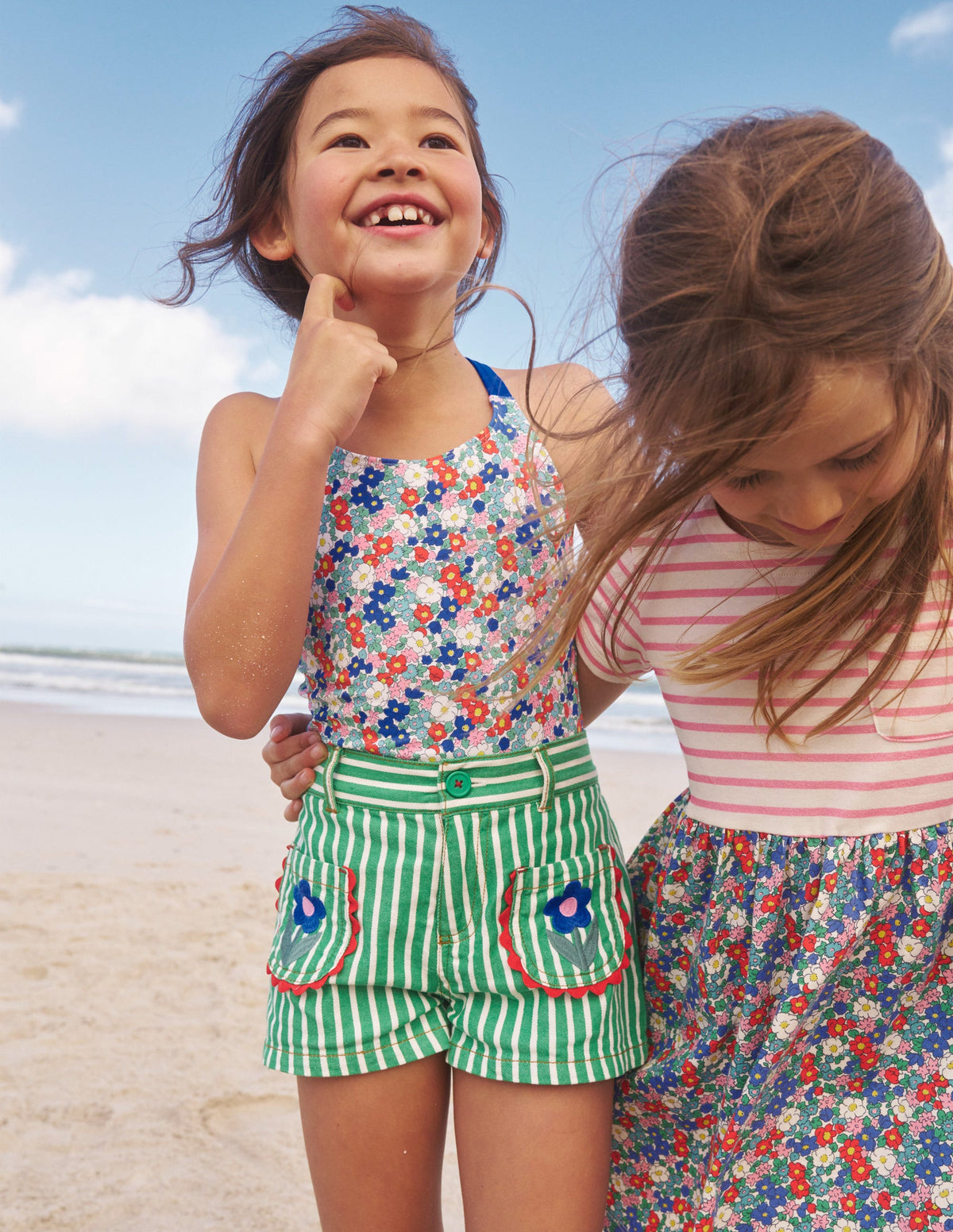 Patch Pocket Shorts-Green / Ivory Stripe Tulip - Image 4