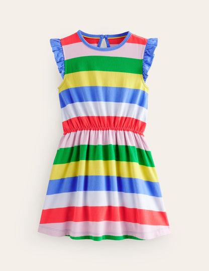 Robe en jersey à manches volantées-Rayé multi-2