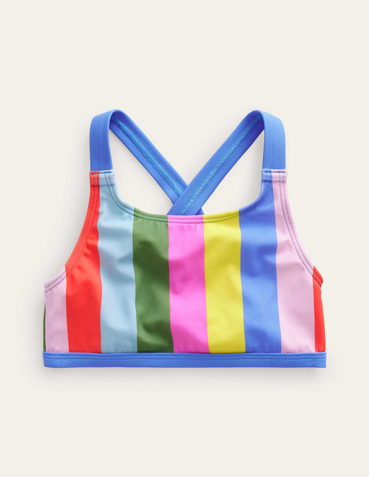 Bikinioberteil mit gekreuzten Rückenträgern-Sanft Bunt Gestreift