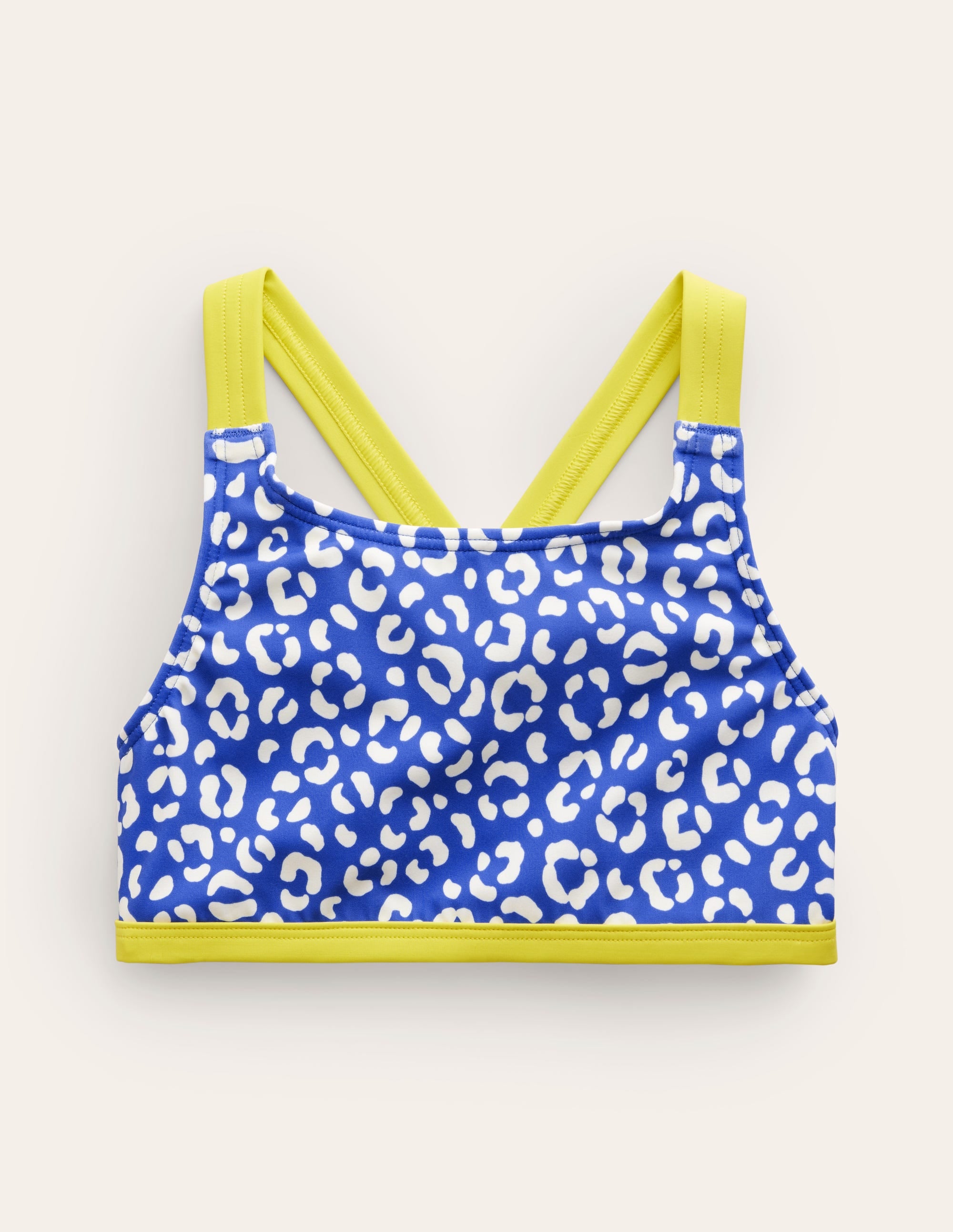Haut de bikini à dos croisé-Blau Leopard - Image 1